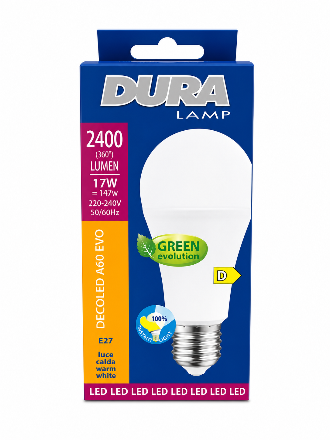 DURA LED ΛΑΜΠΑ Ε27 Α60 17W 3000K