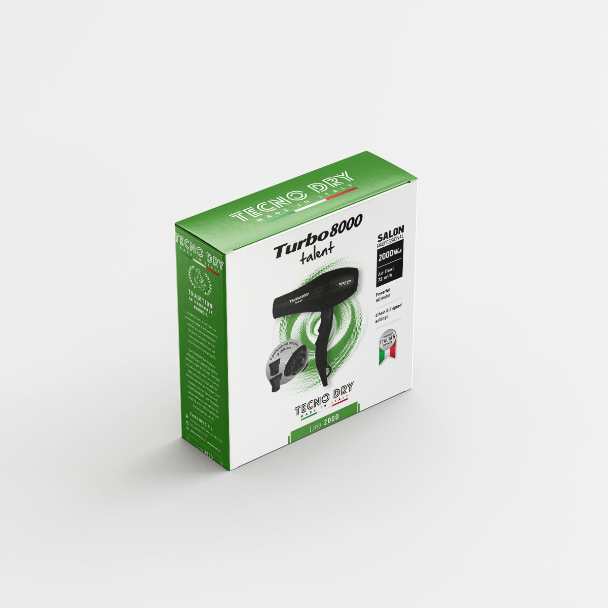TECNO DRY TURBO 8000 TALENT Chat Επαγγελματικό Πιστολάκι Μαλλιών με 2 Στόμια & Φυσούνα 2200 W