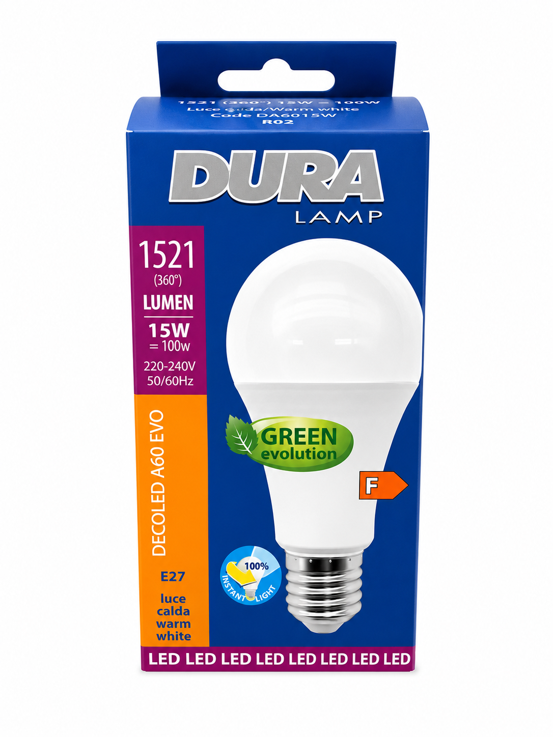 DURA LED ΛΑΜΠΑ Ε27 Α60 15W 3000K