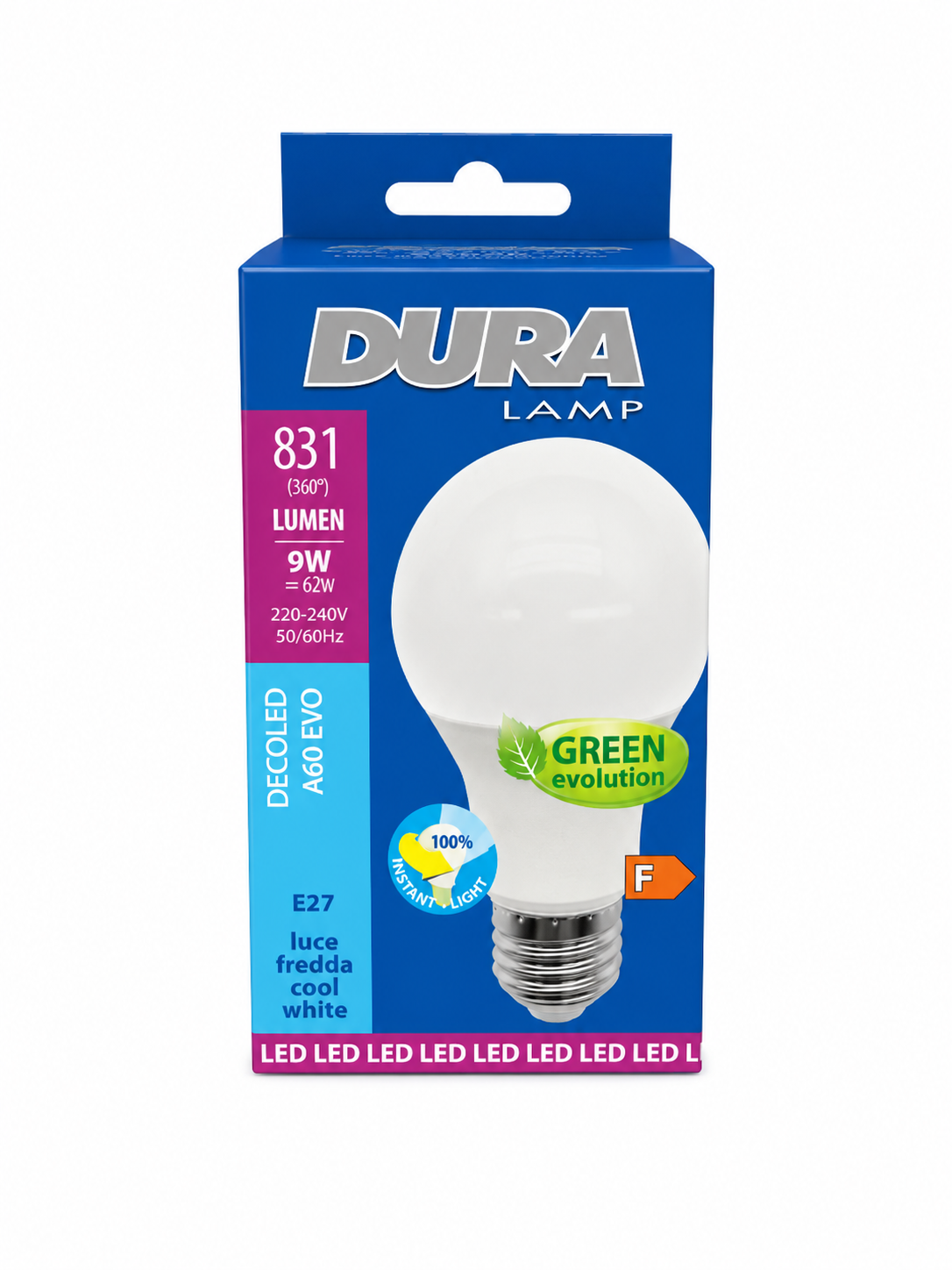 DURA LED ΛΑΜΠΑ Ε27 Α60 9W 6400K