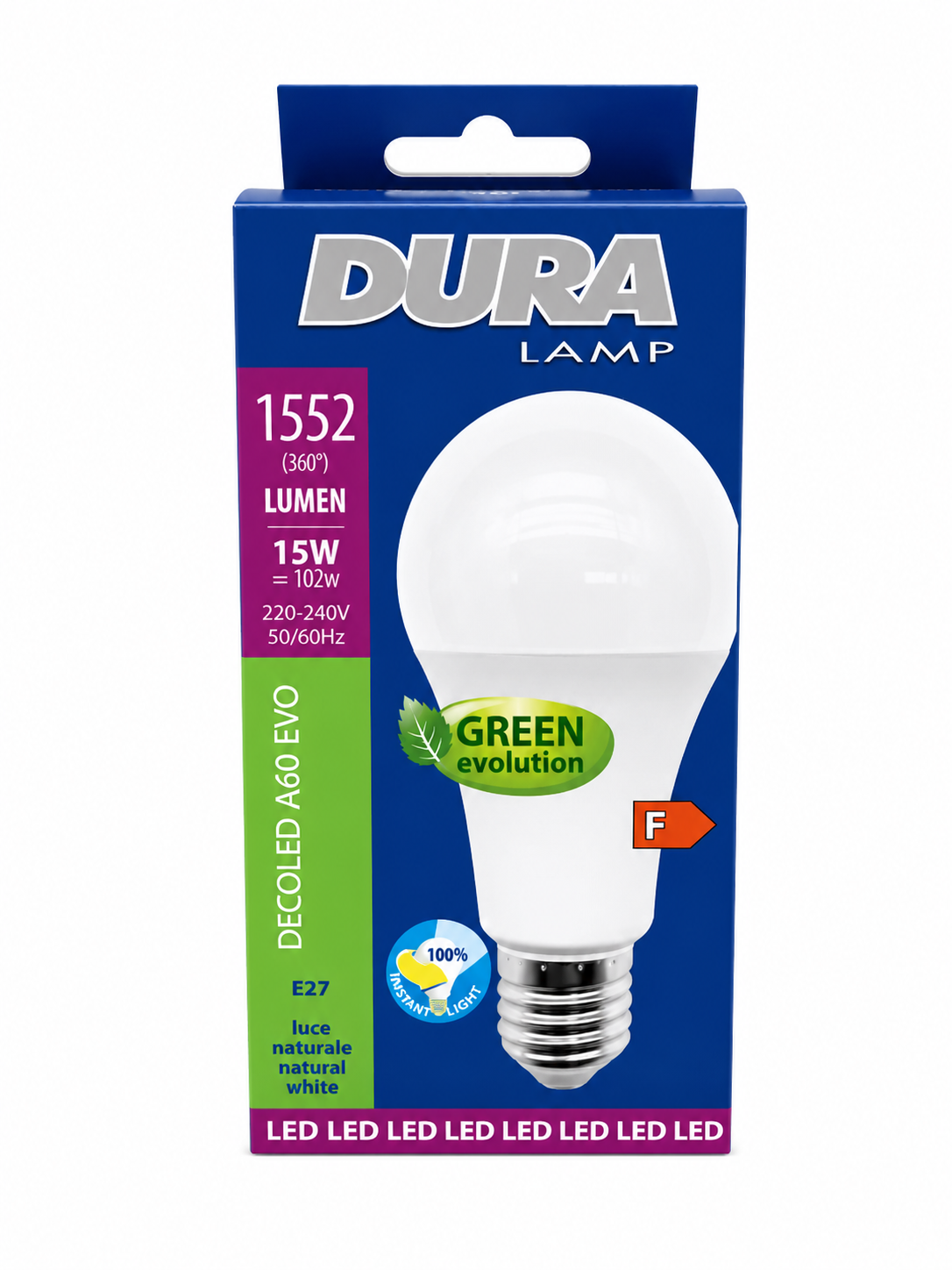 DURA LED ΛΑΜΠΑ Ε27 Α60 15W 4000K