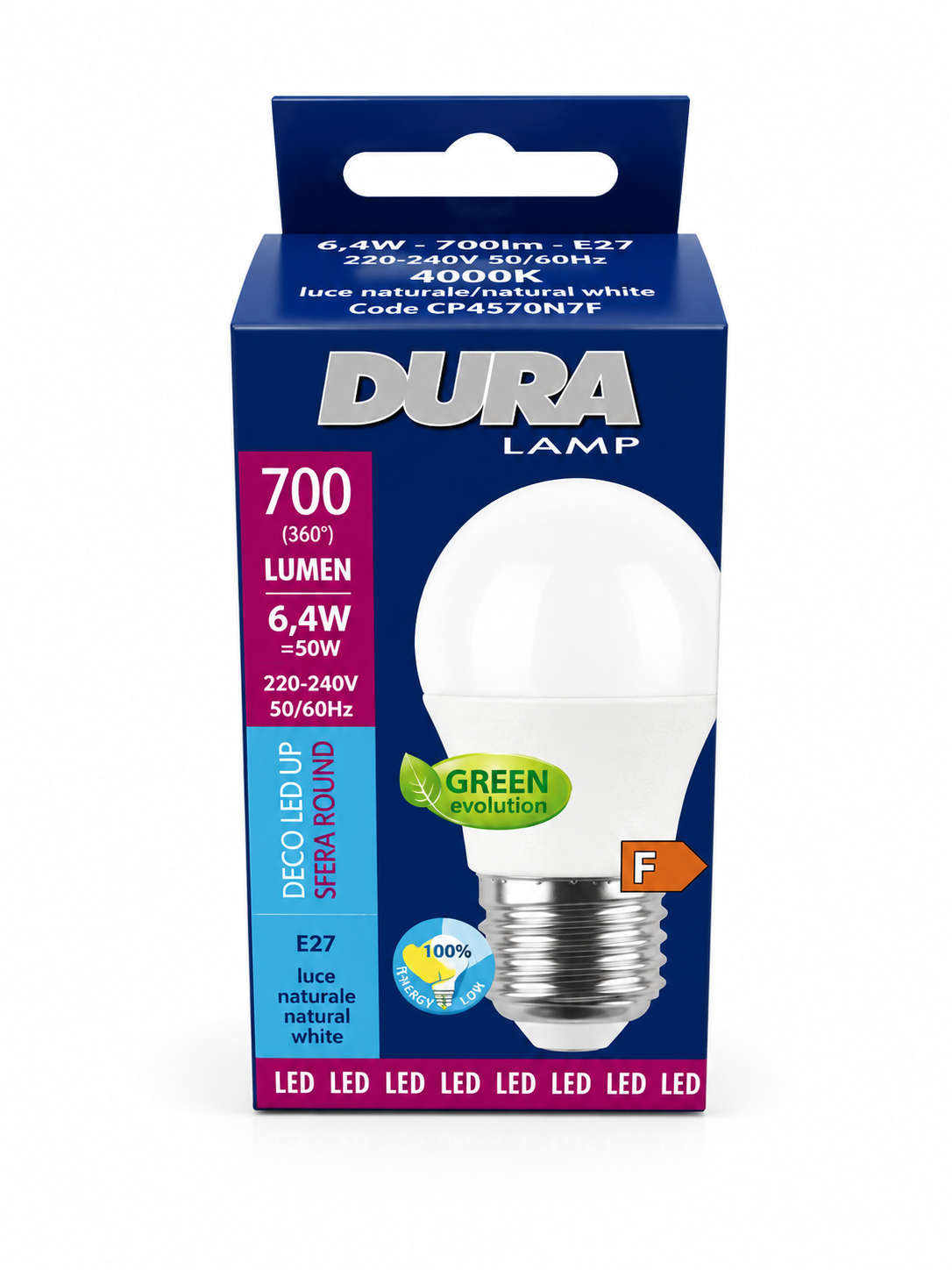 DURA LED E27 6,4W ΜΙΚΡΗ ΣΦΑΙΡΙΚΗ 3000K