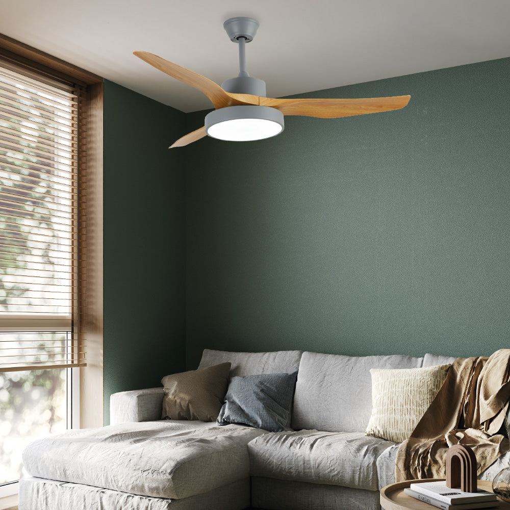 Nitinat Ανεμιστήρας Οροφής Grey & Wood 25W LED 2500lm 3CCT App Control (102000230)