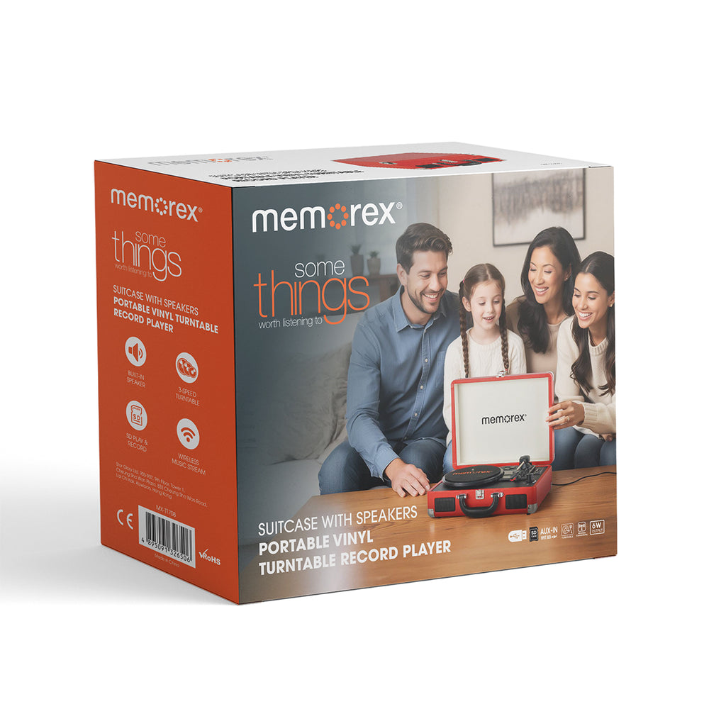 MEMOREX MX-TT708 Chat Πικάπ Βινυλίου Φορητό με Βαλίτσα & Ενσωματωμένο Ηχείο