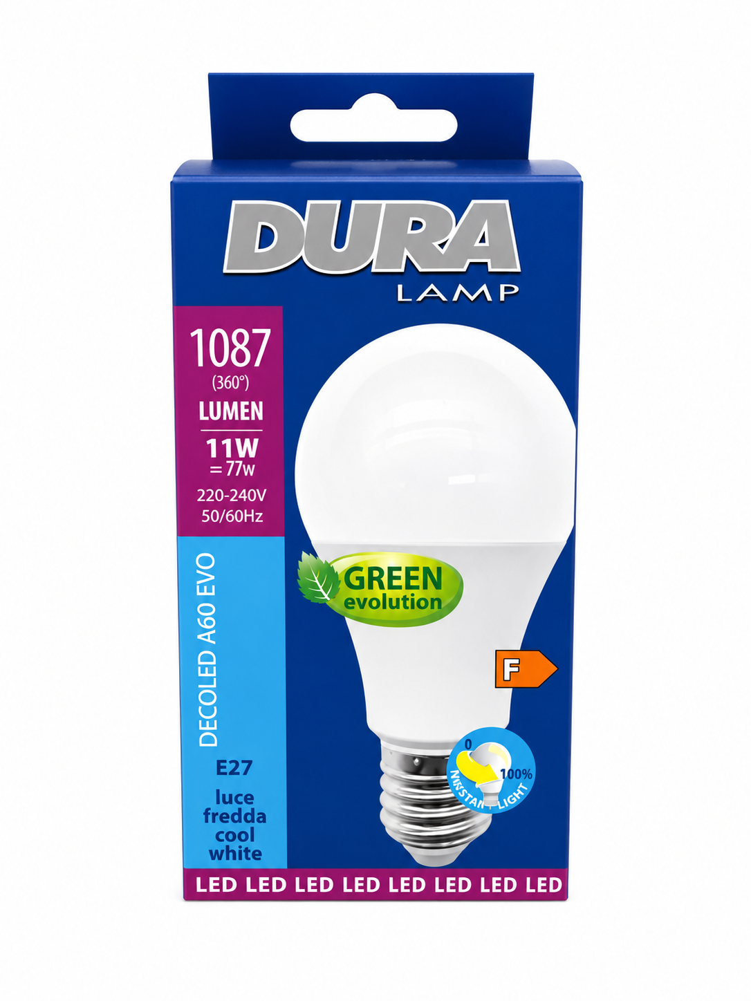DURA LED ΛΑΜΠΑ Ε27 Α60 11W 6400K