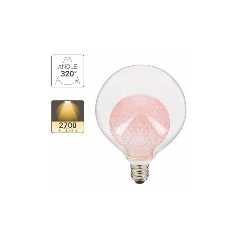 XANLITE ΛΑΜΠΤΗΡΑΣ LED DECO ΔΙΠΛΟ ΡΟΖ ΓΥΑΛΙ G125 E27 3W (30W) ΖΕΣΤΟ ΛΕΥΚΟ ΦΩΣ 2700K 250LM